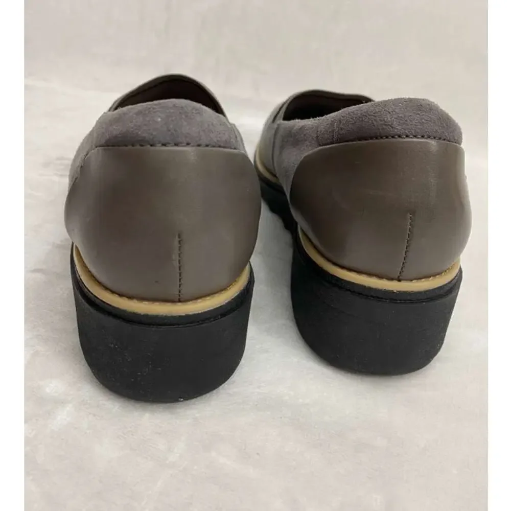 Clarks Sharon Dolly Suede Leather Comfort Slip on Shoes Gray Women’s Sz 9.5